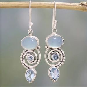 Moonstone Drop Dangle Earrings Women's Rotating Shape Earrings 1 Pair